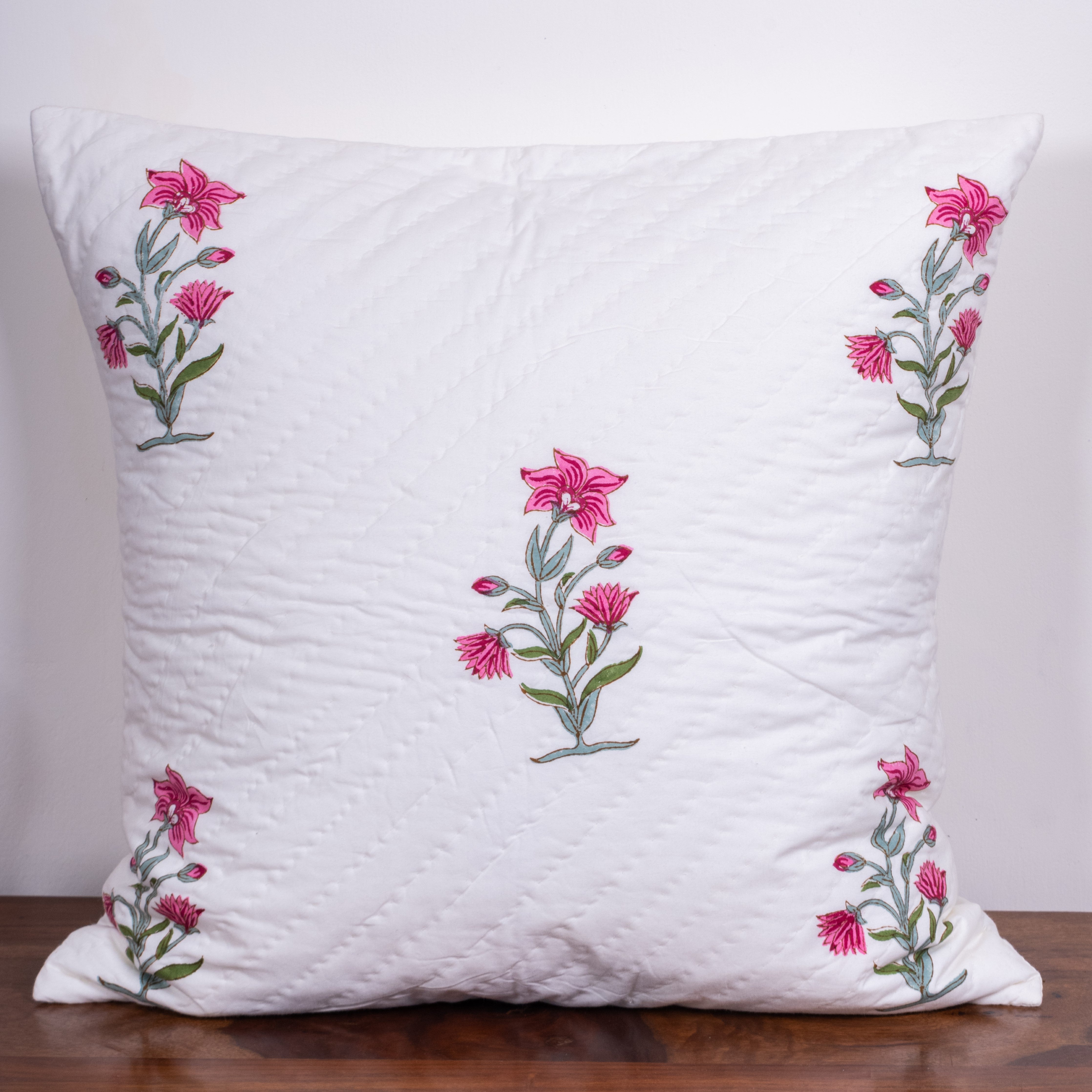 Pink Handquilted Cushion Cover