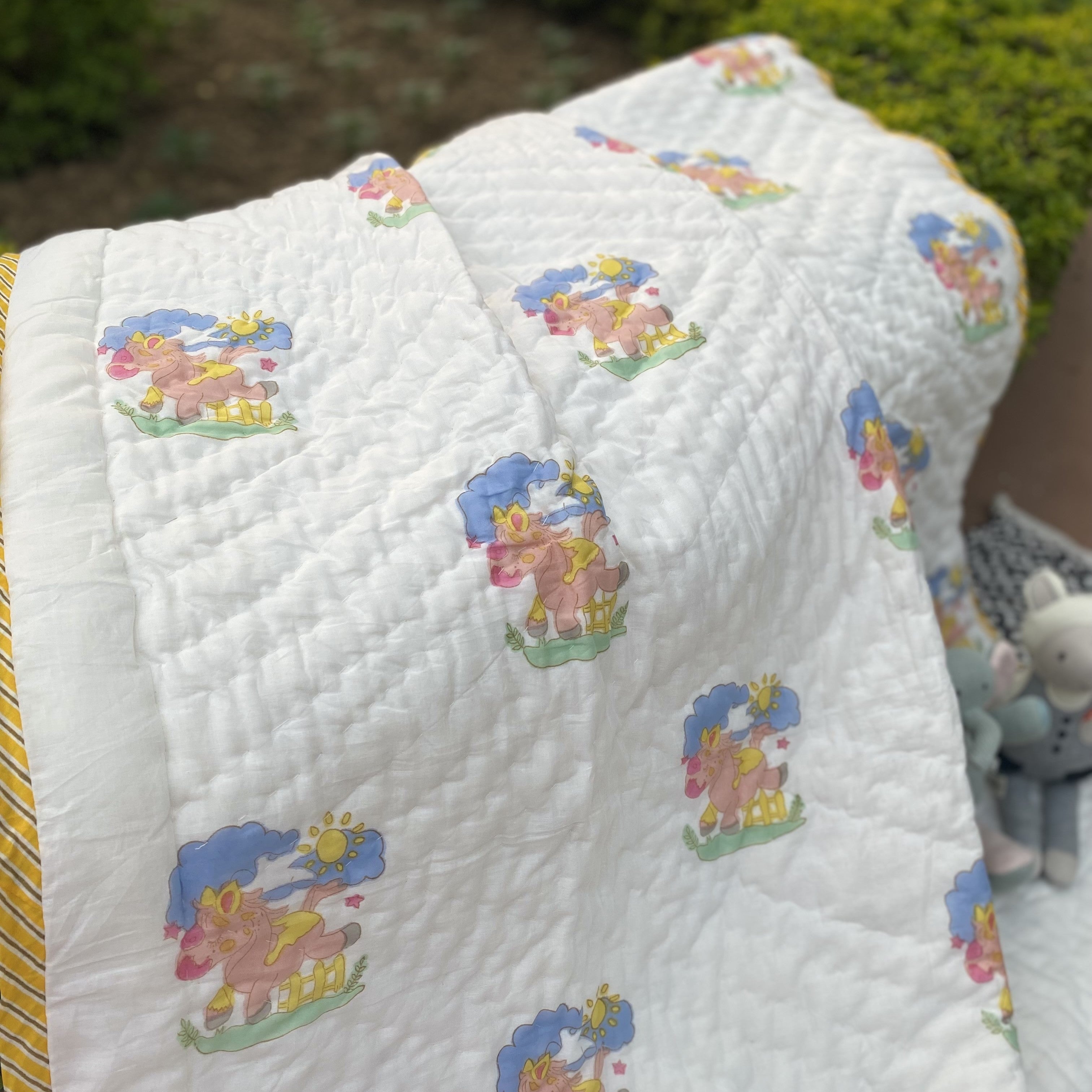 Peachy Peach Unicorn Reversible Kids Quilt