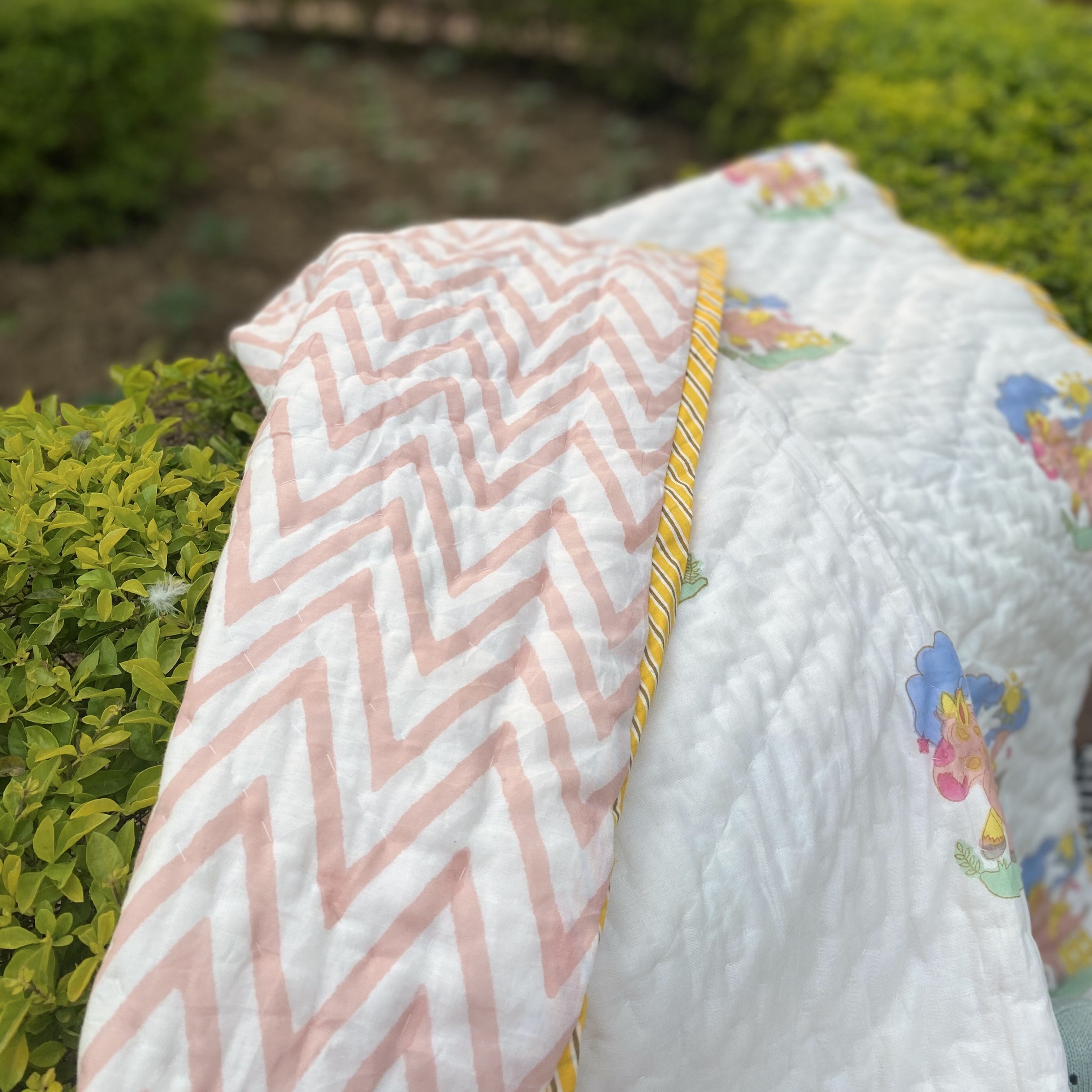 Peachy Peach Unicorn Reversible Kids Quilt